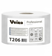 Туалетная бумага Veiro Professional Comfort T206 в рулоне, 125м, 2 слоя, белая, 12 рулонов