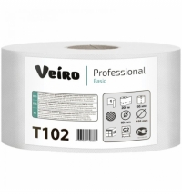 Туалетная бумага Veiro Professional Basic T102 в рулоне, 200м, 1 слой, белая, 12 рулонов