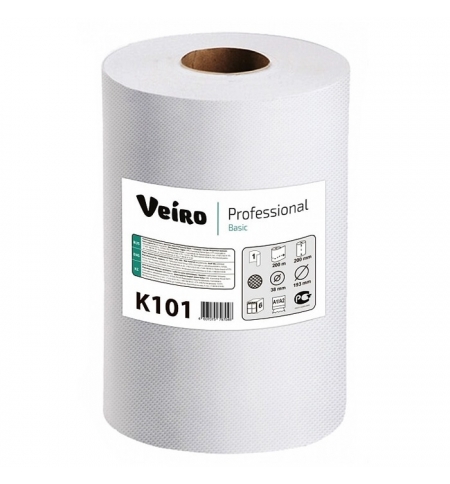 фото: Бумажные полотенца Veiro Professional Basic K101 в рулоне, 180м, 1 слой, белые, 6 рулонов