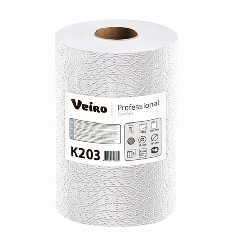 фото: Бумажные полотенца Veiro Professional Comfort K203 в рулоне, 170м, 2 слоя, белые, 6 рулонов